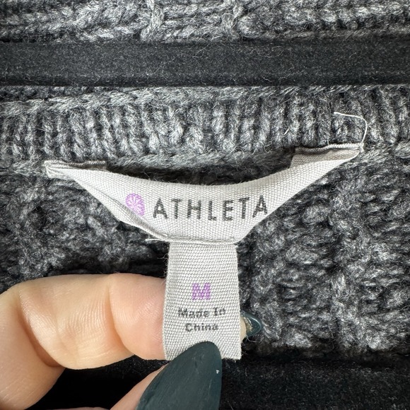 Athleta Women's Medium Charcoal Gray Wool Yak Hair Shawl Collar Cardigan Sweater - Picture 2 of 10